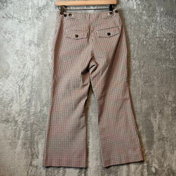 Maeve By Anthropologie Relaxed Kick Flare Cropped Pants Women US 6 Plaid - Picture 4 of 7